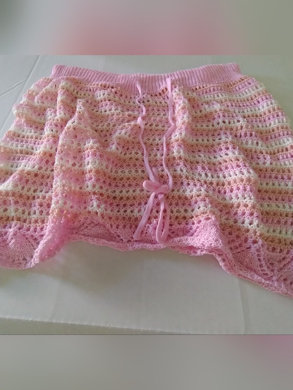SHEIN Pink Crochet Knit Skirt Cover Up